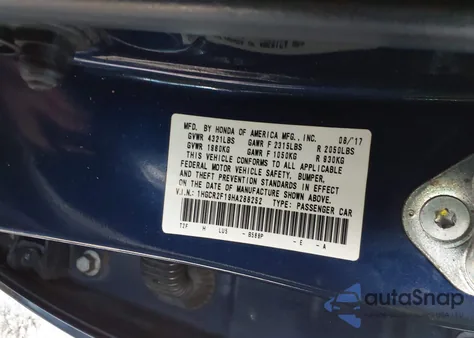 2017 Honda Accord Sport Se from USA, damaged, VIN 1HGCR2F19HA288252